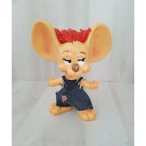 Vintage 1970 Roy Des Of Fla Pair Country Boy Big Ear Mouse Bank 10.5" tall